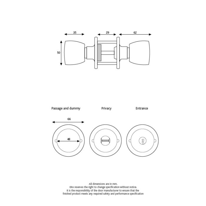 Era Passage Door Knob Set S.Chrome 170-51
