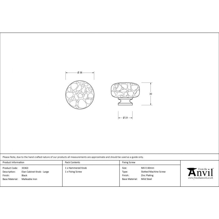 From The Anvil Elan Cabinet Knob - Black
