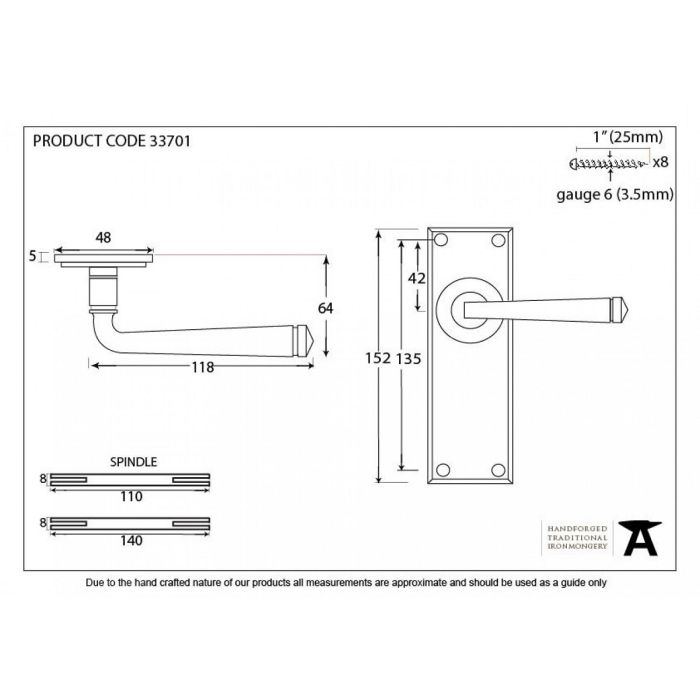 From The Anvil Avon Lever Latch Door Handle Set Pewter Patina 
