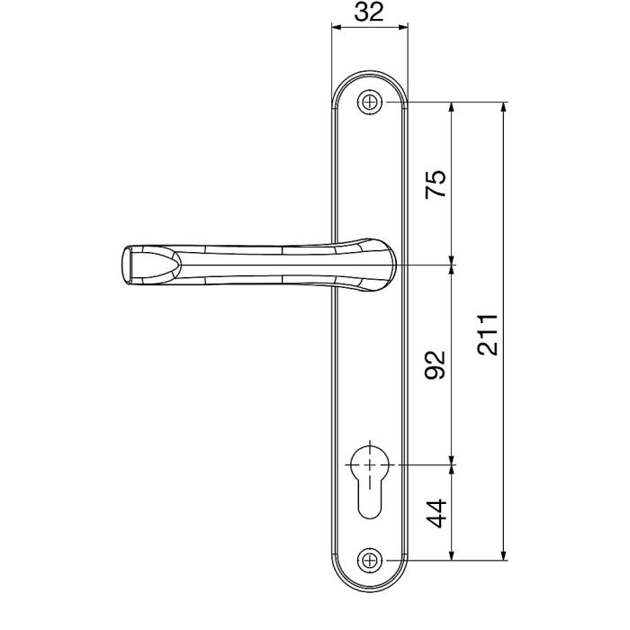 Mila ProLinea Lever Door Handle 92PZ 240mm Backplate Gold PVD (050424)