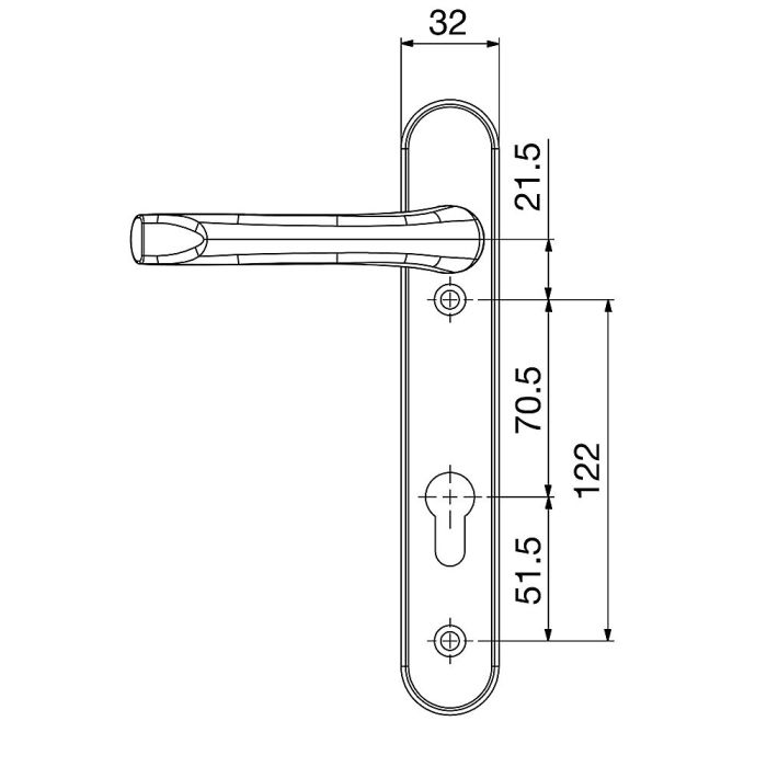 Mila ProLinea Lever Door Handle 92PZ 220mm Backplate Gold PVD (050304)