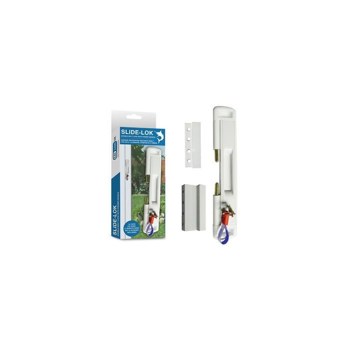 Cal Slide-Lok Locking White Patio Door Lock 