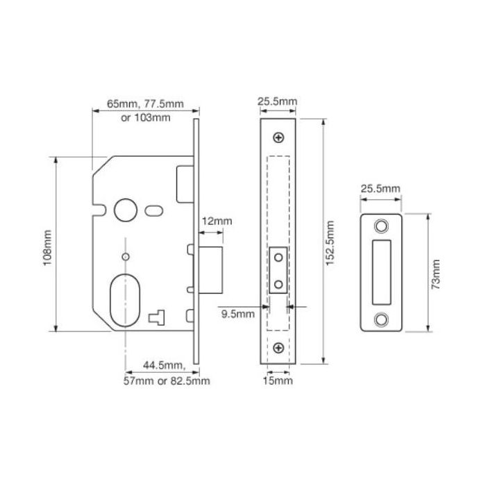 Union L2141 Oval Deadlock 76mm Polished Brass