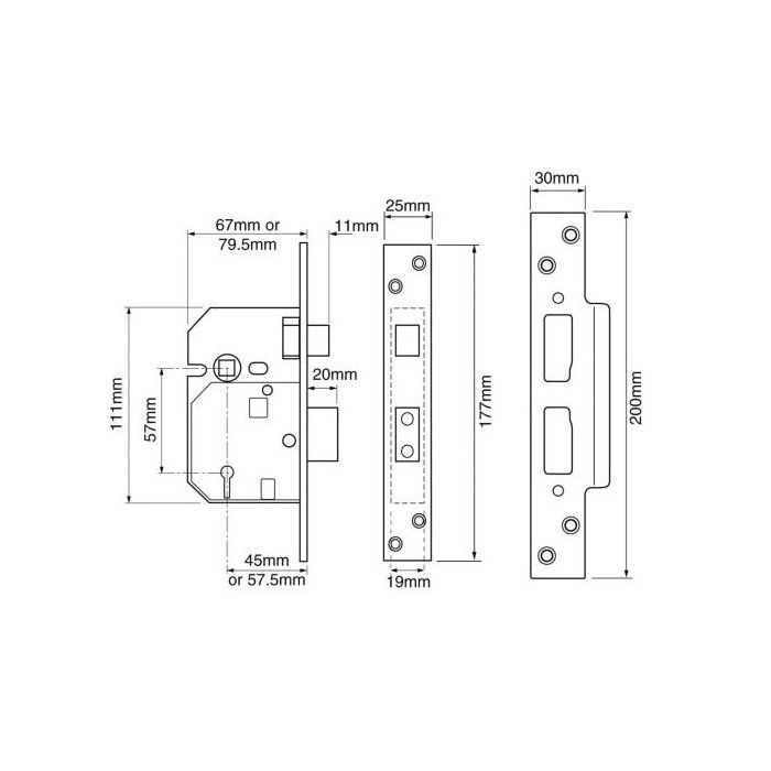 Union 2234E 5 Lever Sashlock 80mm Satin Chrome BS3621