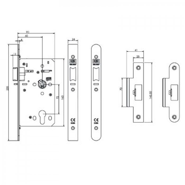Union HD72DNL-R DDA 60mm Backset Euro Deadlocking Nightlatch Satin