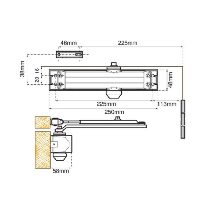 Union RetroV Variable Power Door Closer Silver