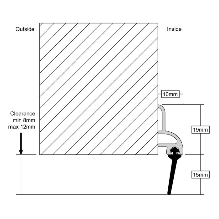 Stormguard 914mm Brassed Rubber BDS Seal Draught Excluder