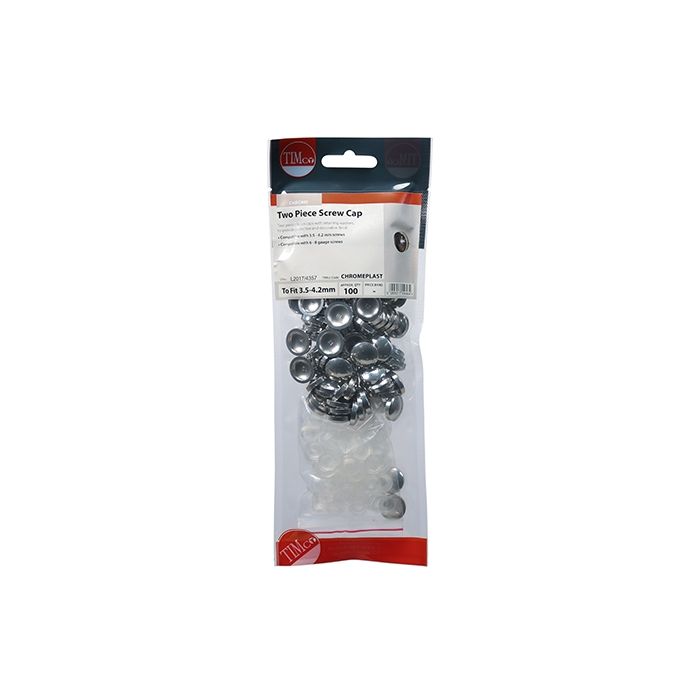 Chrome Plastidome Screw Caps To Suit No 6 & 8 (Bag of 100)