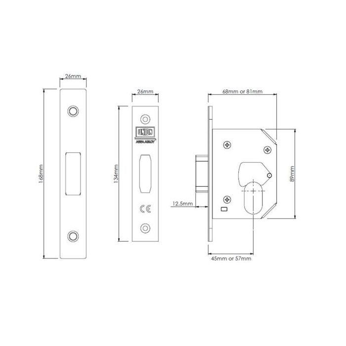 Union Strongbolt Oval Deadlock J21OVS Satin Stainless 76mm