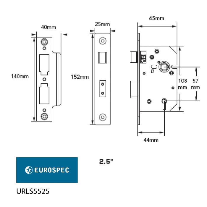 Easi-T Universal Satin 63mm 3 Lever Mortice Sashlock