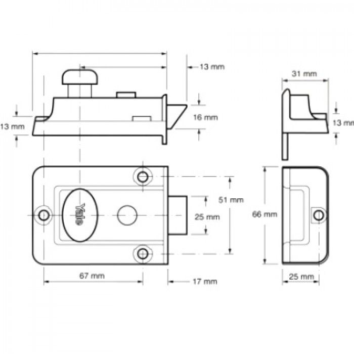 Yale 77 60mm Traditional Nightlatch Chrome