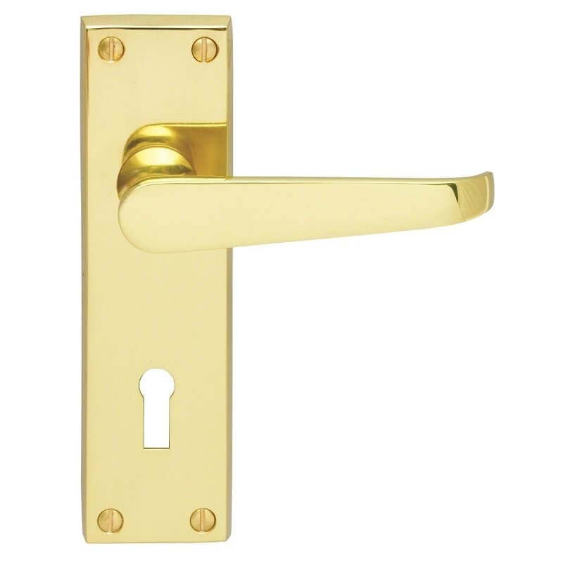 M30 Victorian Lock Door Handle Polished Brass