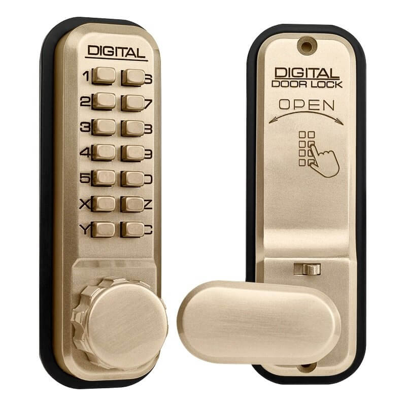Lockey 2435 Digital Door Lock With Hold Back Polished Brass