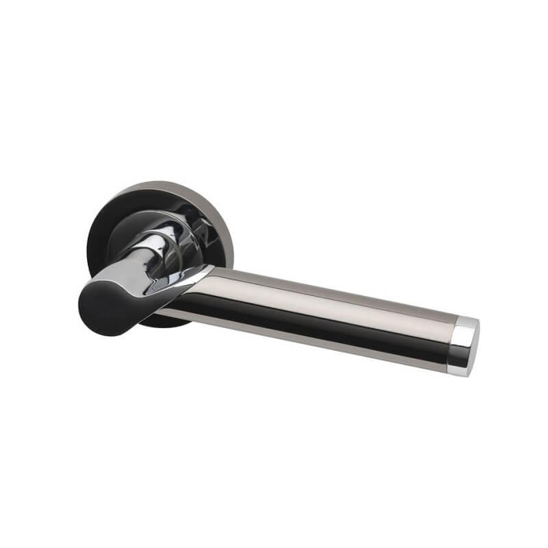 Enterprise Black Nickel & Chrome Duo Lever Door Handle On Rose