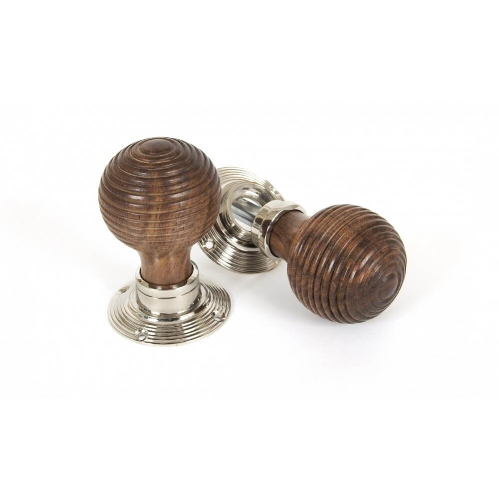 From The Anvil Beehive Mortice/Rim Knob Set - Rosewood & Polished Nickel Roses