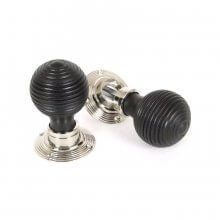 From The Anvil Beehive Mortice/Rim Knob Set - Ebony & Polished Nickel Roses