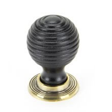 From The Anvil Beehive Cabinet Knob - Ebony & Aged Brass Rose
