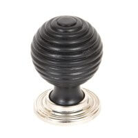 From The Anvil Beehive Cabinet Knob - Ebony & Polished Nickel Rose