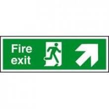 Fire Exit Arrow Up Right 400Mm X 150Mm Rigid Plastic Sign