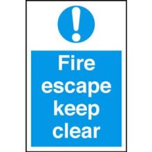 Fire Escape Keep Clear 200Mm X 300Mm Rigid Plastic Sign