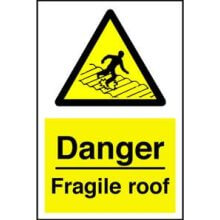 Danger Fragile Roof 200Mm X 300Mm Rigid Plastic Sign