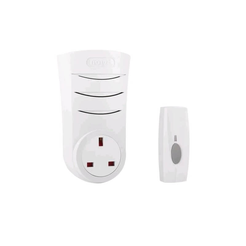 Byron By103 Wirefree Plug Through Door Chime Kit 60m Range White
