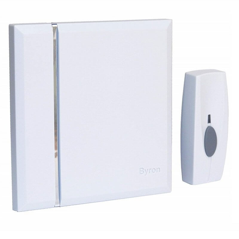 Byron By401w Wirefree Wall Mounted Door Chime Kit 60m Range White