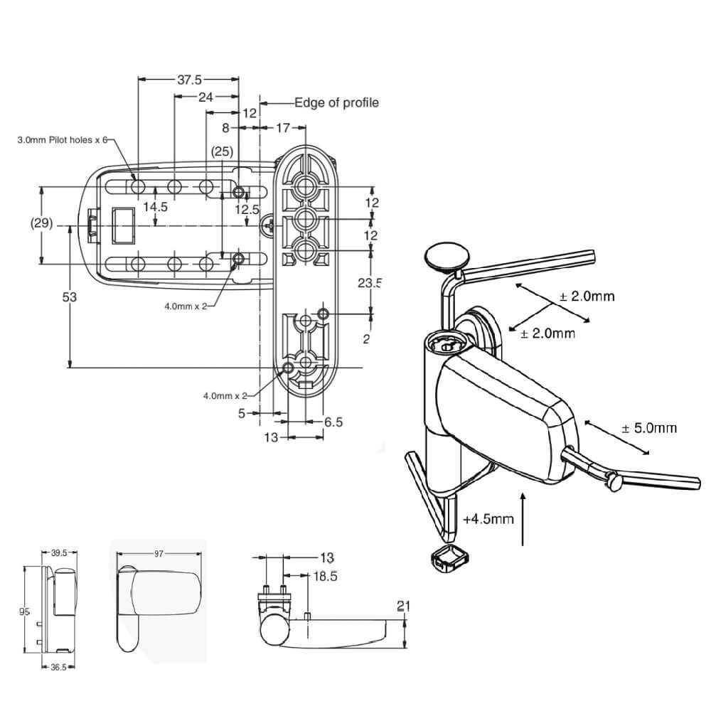 Avocet Standard Triad 3d Flag Pvc Door Hinge White 95mm