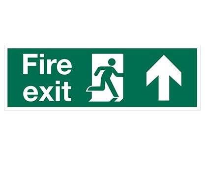 Fire Exit Arrow Up 600Mm X 200Mm Rigid Plastic Sign