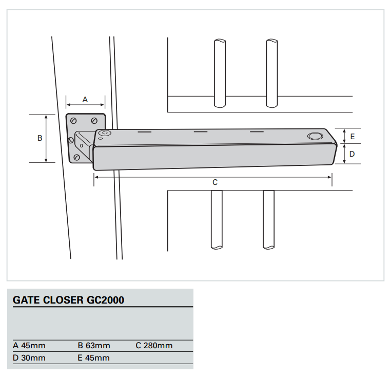 GC2000 Hydraulic Gate Closer Black Gate Closers Door Closers Door Closers and Hinges
